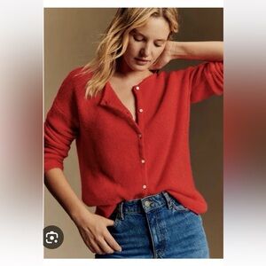 Sezane red gaspard cardigan size xs
